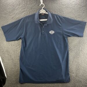 Harley Davidson Polo Shirt Navy Blue Mens Size Large Motorcycle‎ Biker Casual